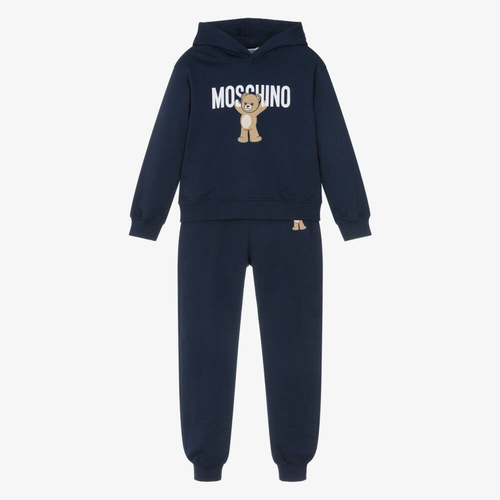 Moschino-بدلة رياضية قطنية زرقاء بشعار الدب | Childrensalon Outlet