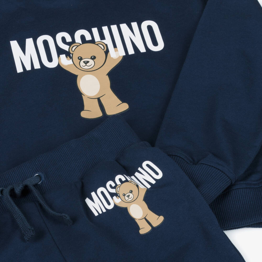 Moschino-بدلة رياضية قطنية زرقاء بشعار الدب | Childrensalon Outlet