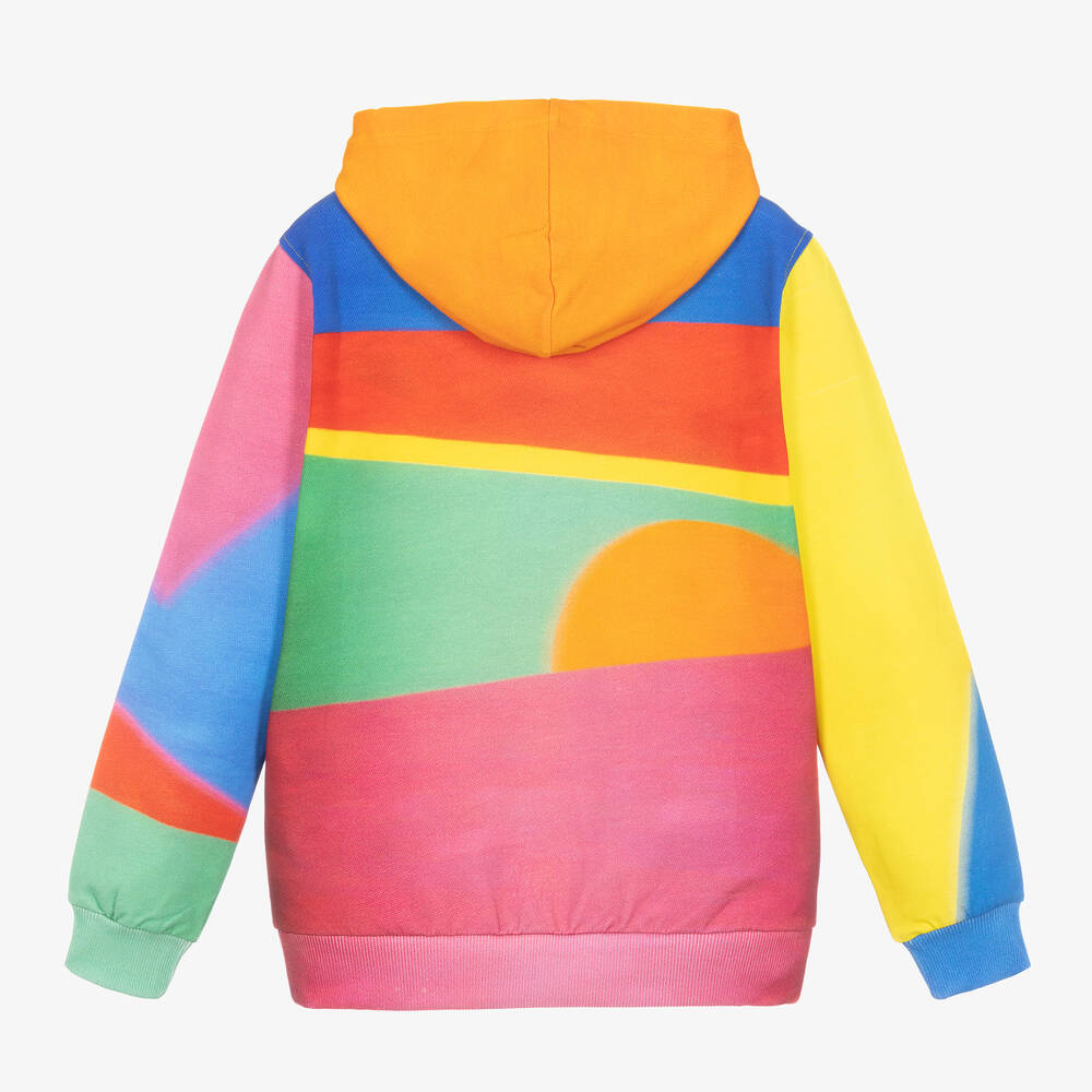 Moschino Kid Teen Orange Blue Cotton Logo Hoodie