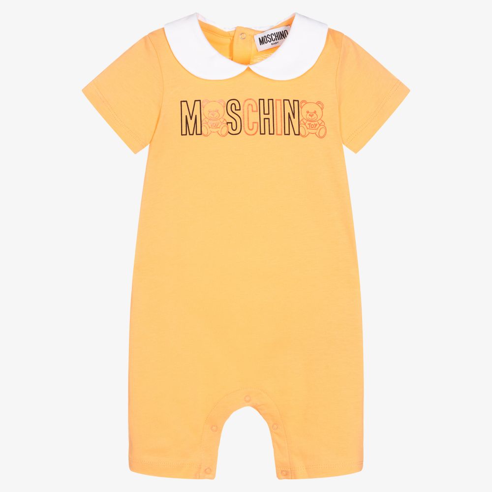 Moschino Малыши-Оранжевый хлопковый песочник для малышей | Childrensalon Outlet