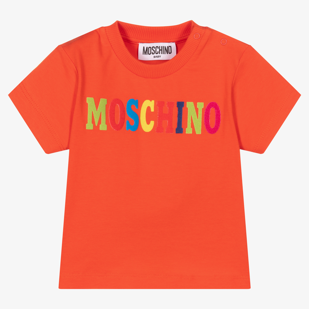 Moschino Baby - Оранжевая хлопковая футболка для малышей | Childrensalon