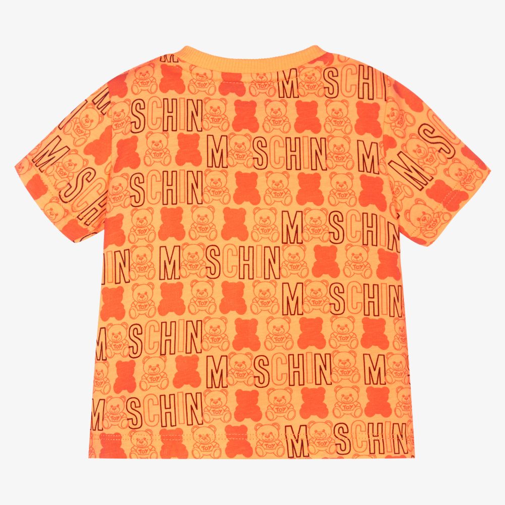 Moschino Малыши-Оранжевая футболка с медвежатами для малышей | Childrensalon Outlet