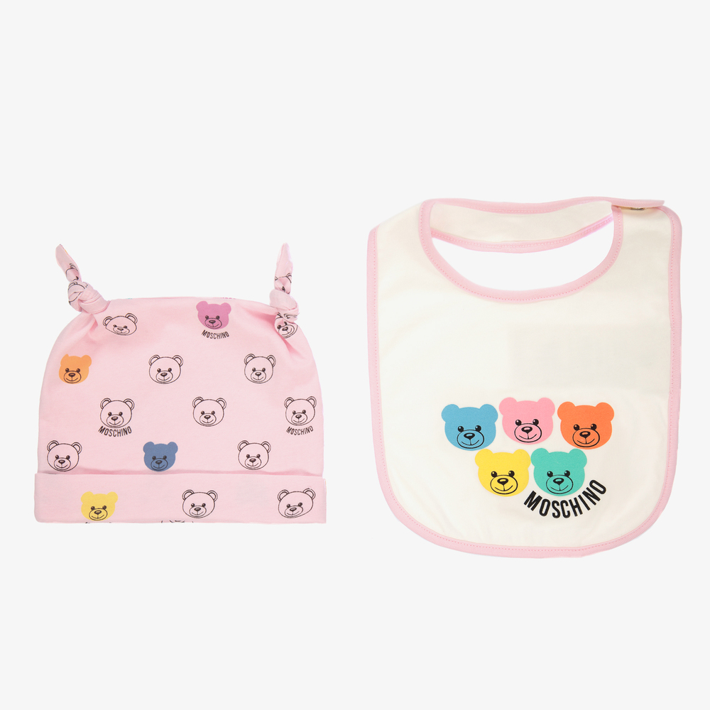 Moschino Baby - Bavoir et bonnet en coton bio | Childrensalon