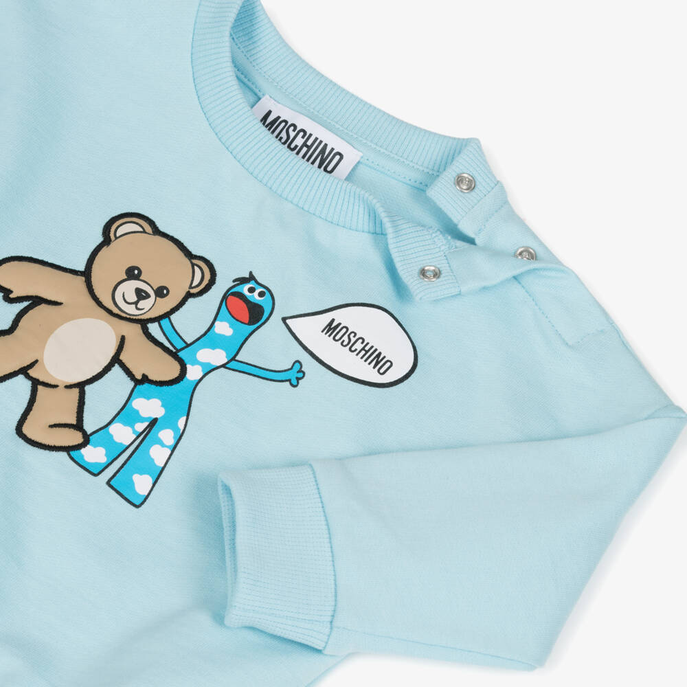 Moschino-Футболка с монстром медведем из синего хлопка для детей | Childrensalon Outlet