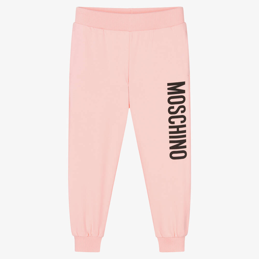 Moschino Kid-Teen - Pale Pink Cotton Logo Joggers | Childrensalon