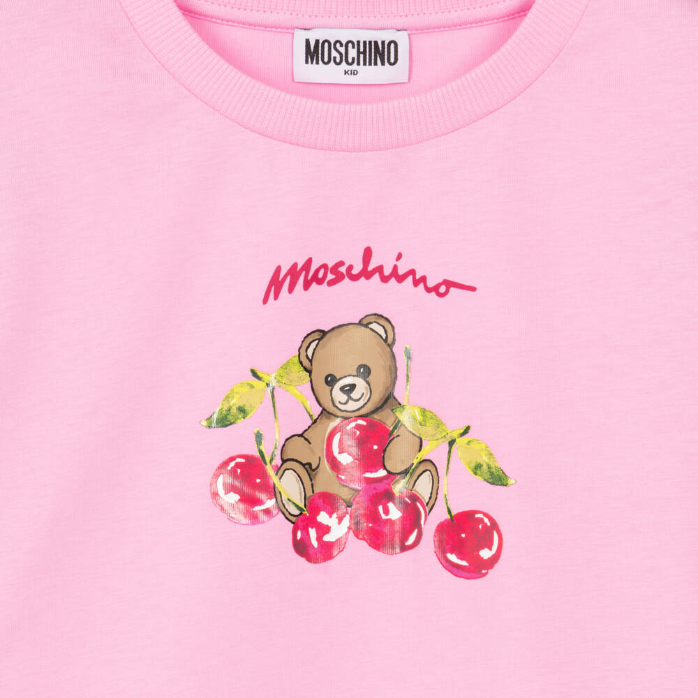 Moschino-Pink And Red Cherries Shorts Set | Childrensalon Outlet