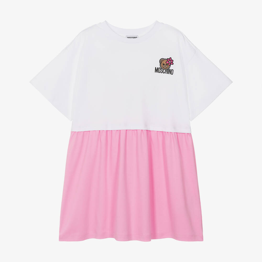 Moschino-Pink And White Bear Dress | Childrensalon Outlet