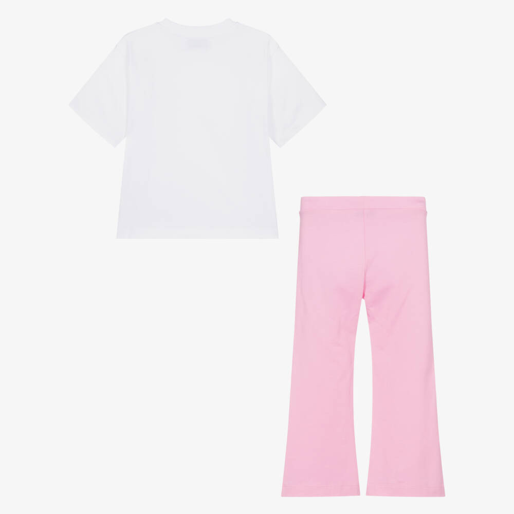 Moschino-Pink And White Leggings Set | Childrensalon Outlet