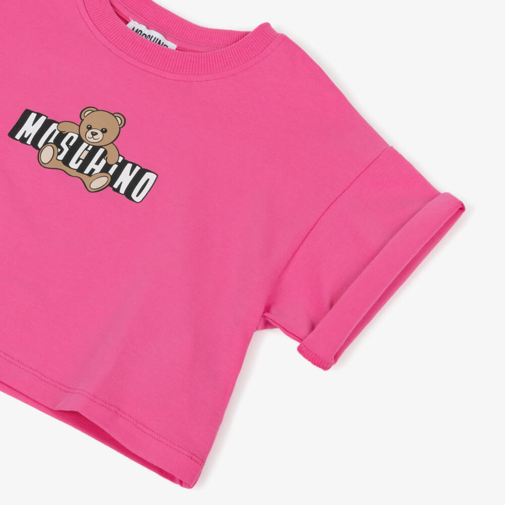 Moschino-Pink Bear Logo T-shirt | Childrensalon Outlet