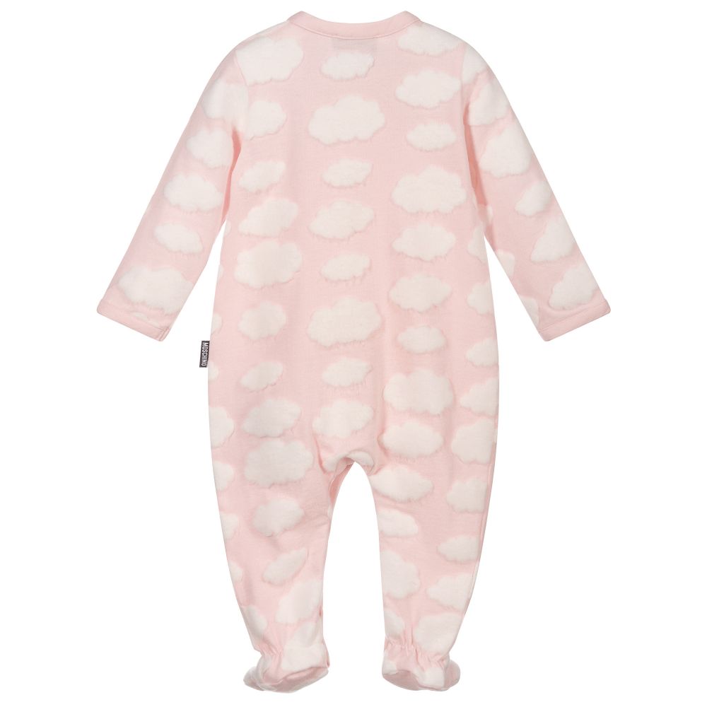 Moschino Baby - Pink Cloud Logo Babygrow | Childrensalon Outlet