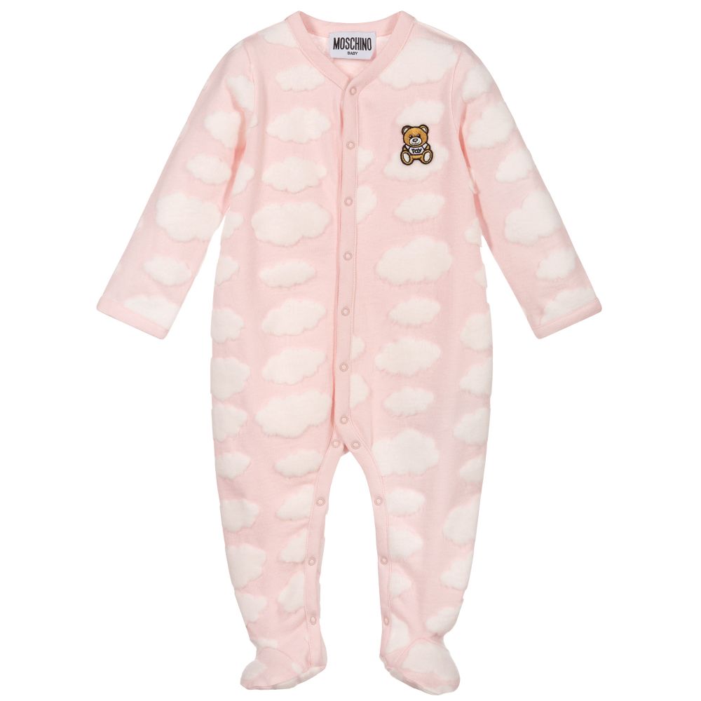 Pink moschino baby grow top