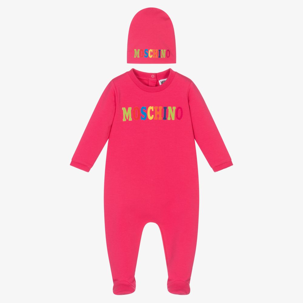 Moschino Baby-Pink Cotton Babygrow Set | Childrensalon Outlet