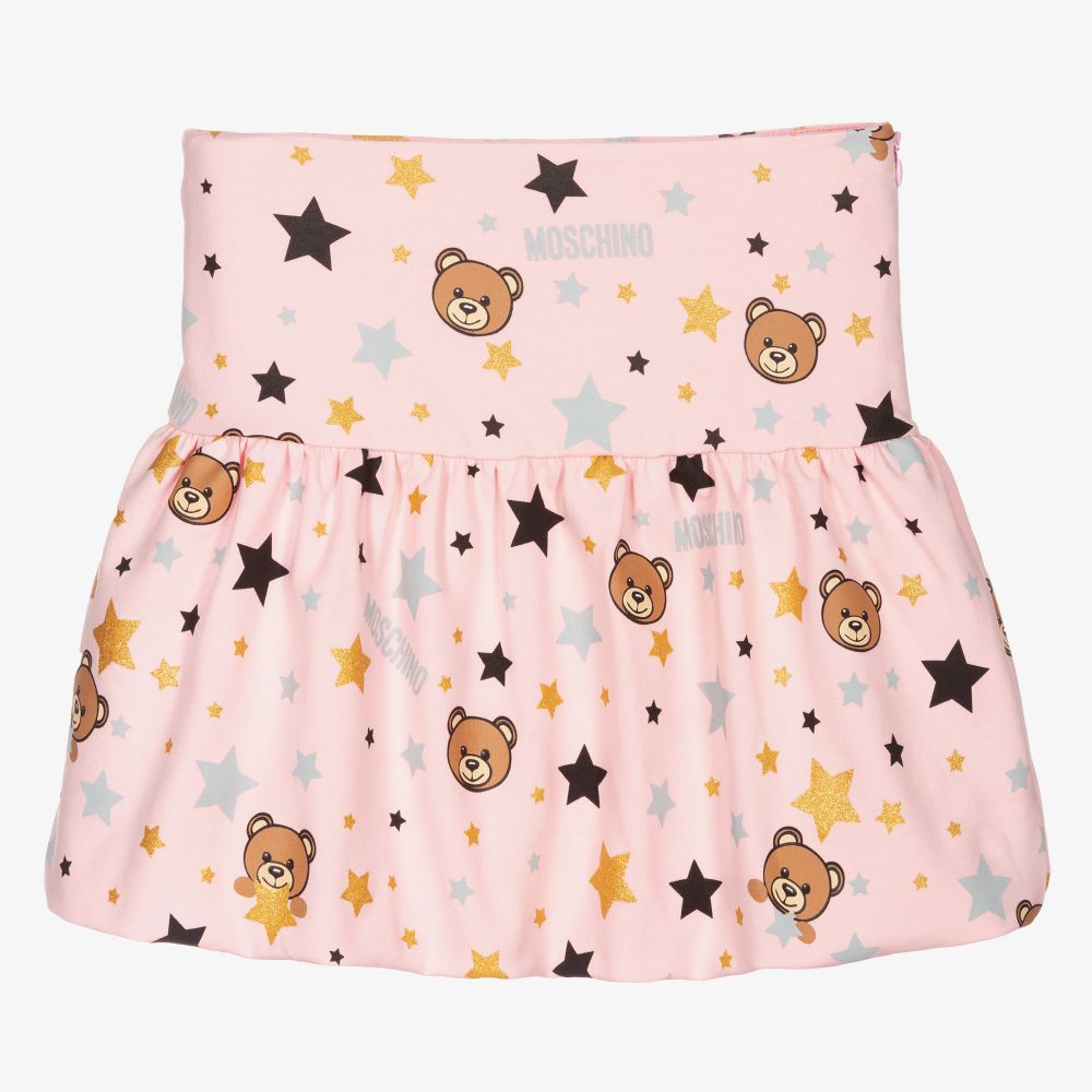 Moschino Kid-Teen - Pink Cotton Jersey Logo Skirt | Childrensalon