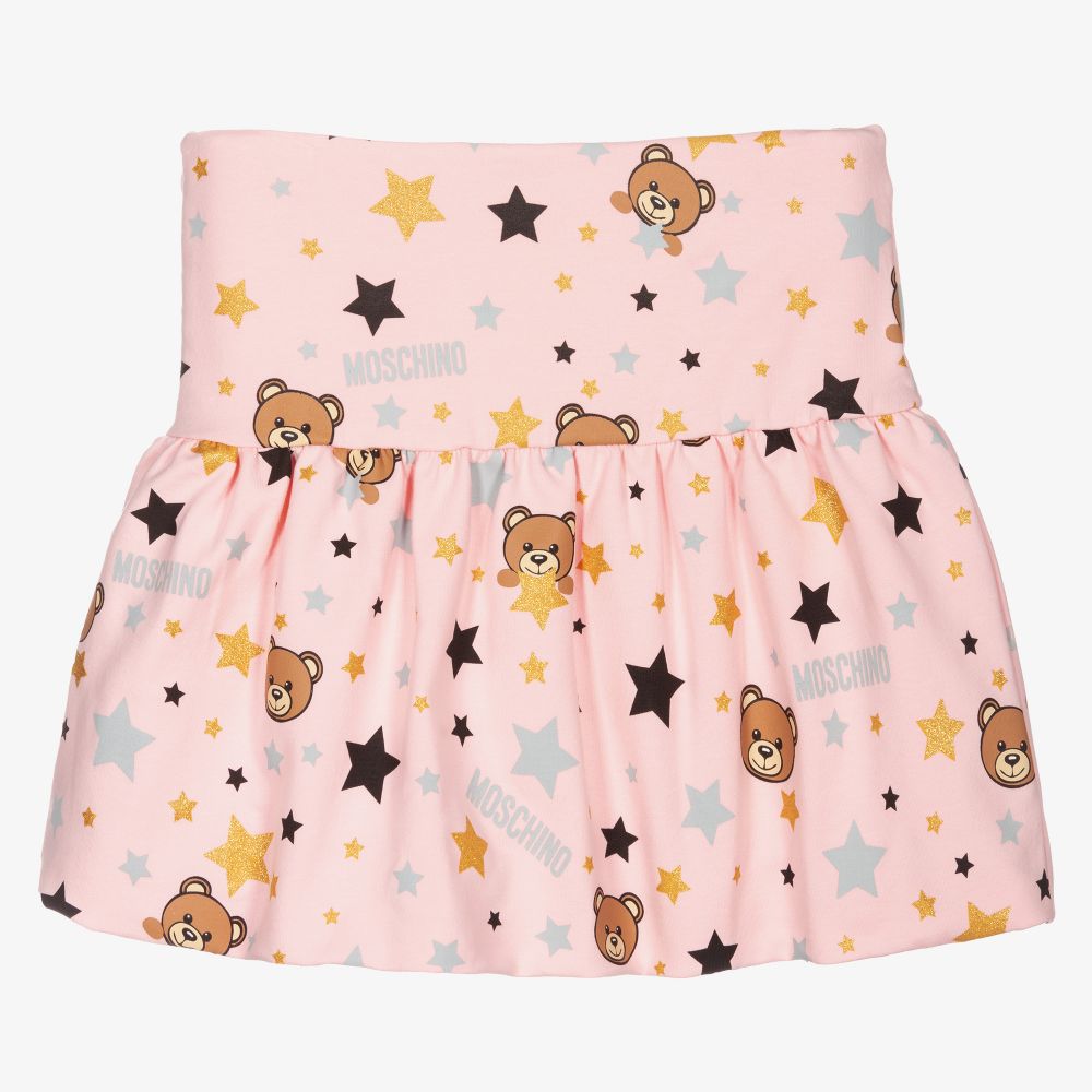 Moschino Kid-Teen-Pink Cotton Jersey Logo Skirt | Childrensalon Outlet