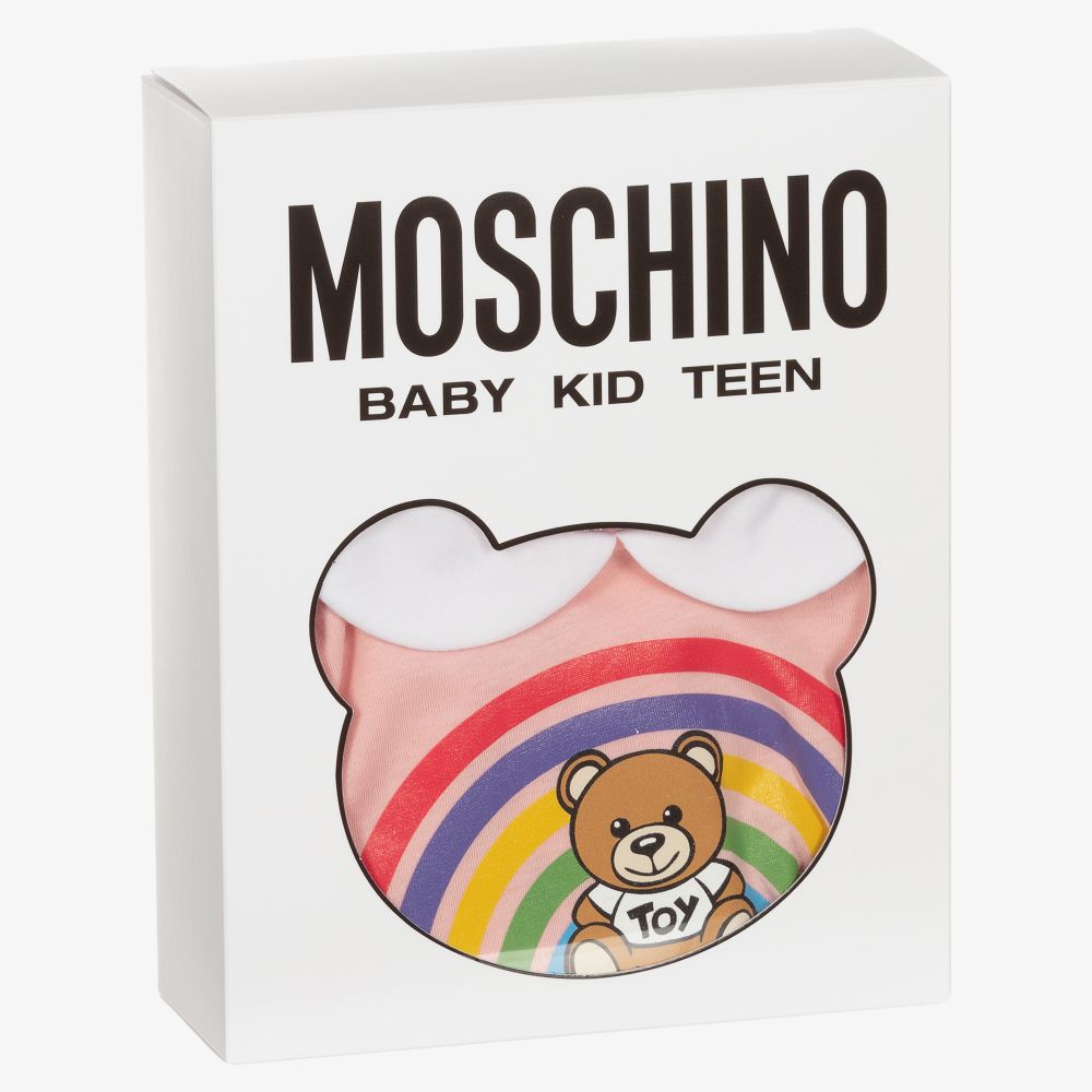 Pink moschino deals baby grow