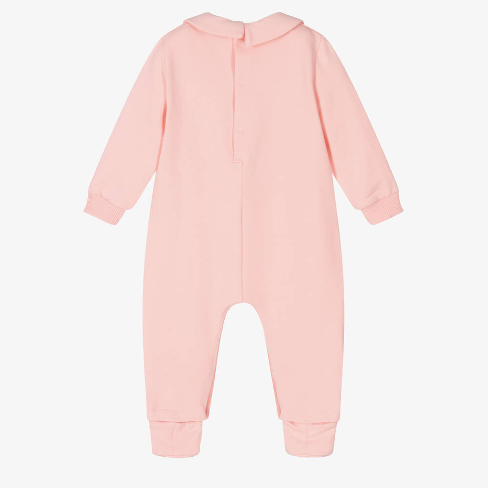 Moschino Baby-Pink Cotton Logo Babygrow | Childrensalon Outlet
