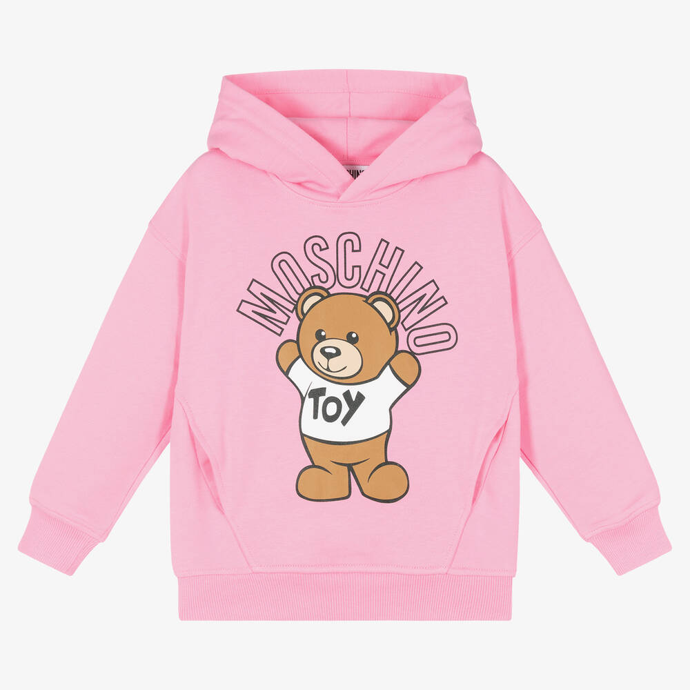 Moschino Kid Teen Pink Cotton Logo Hoodie Childrensalon Outlet