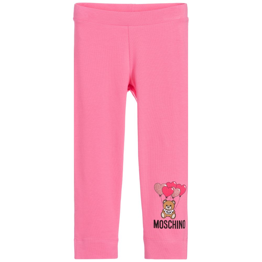 Moschino Kid-Teen-Pink Cotton Logo Leggings | Childrensalon Outlet