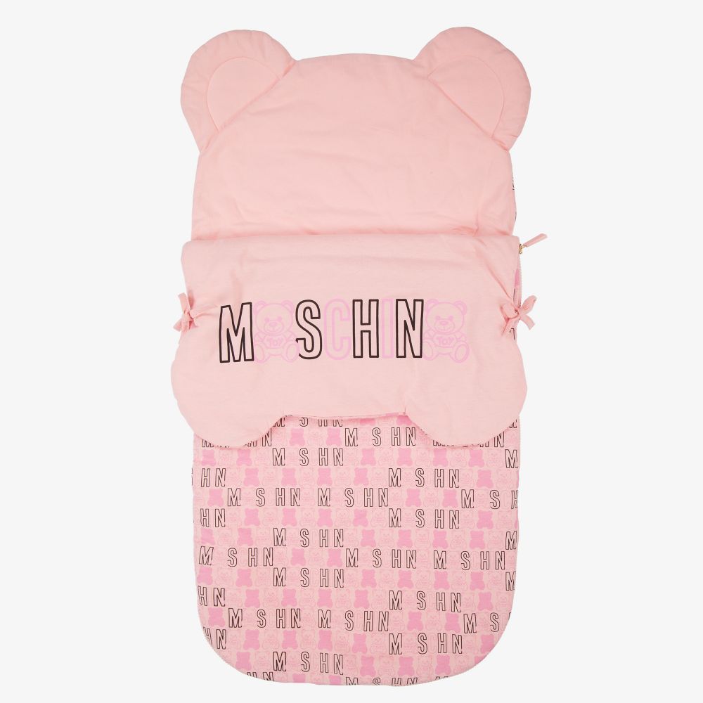 Moschino Baby - Pink Cotton Logo Nest (55cm) | Childrensalon