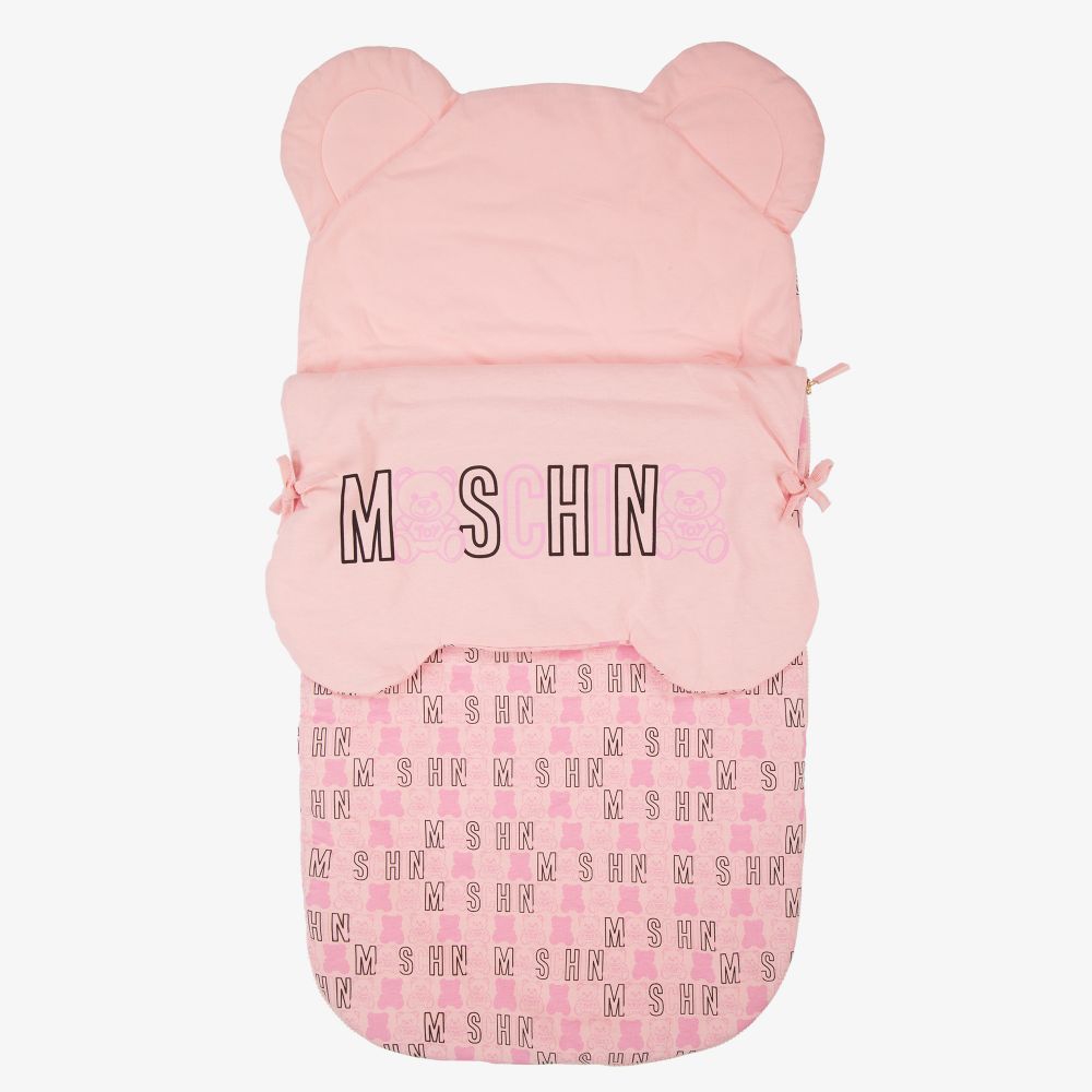 Moschino Baby - محضن قطن لون زهري للمولودات (55 سم) | Childrensalon