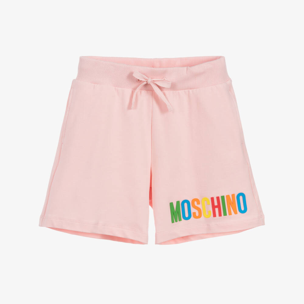 Moschino Kid-Teen-شورت لوغو قطن جيرسي لون زهري للبنات | Childrensalon Outlet