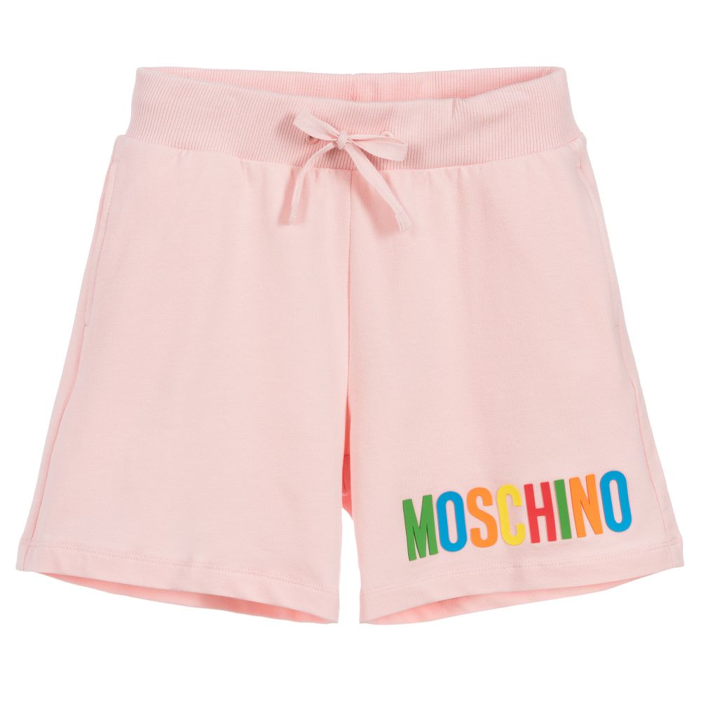 Moschino Кид-Тин-Pink Cotton Logo Shorts | Childrensalon Outlet
