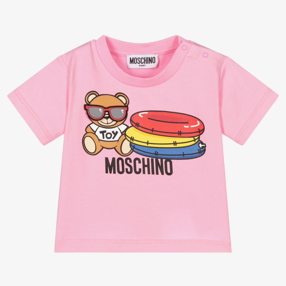 Moschino Baby - تيشيرت أطفال بناتي قطن جيرسي لون زهري | Childrensalon