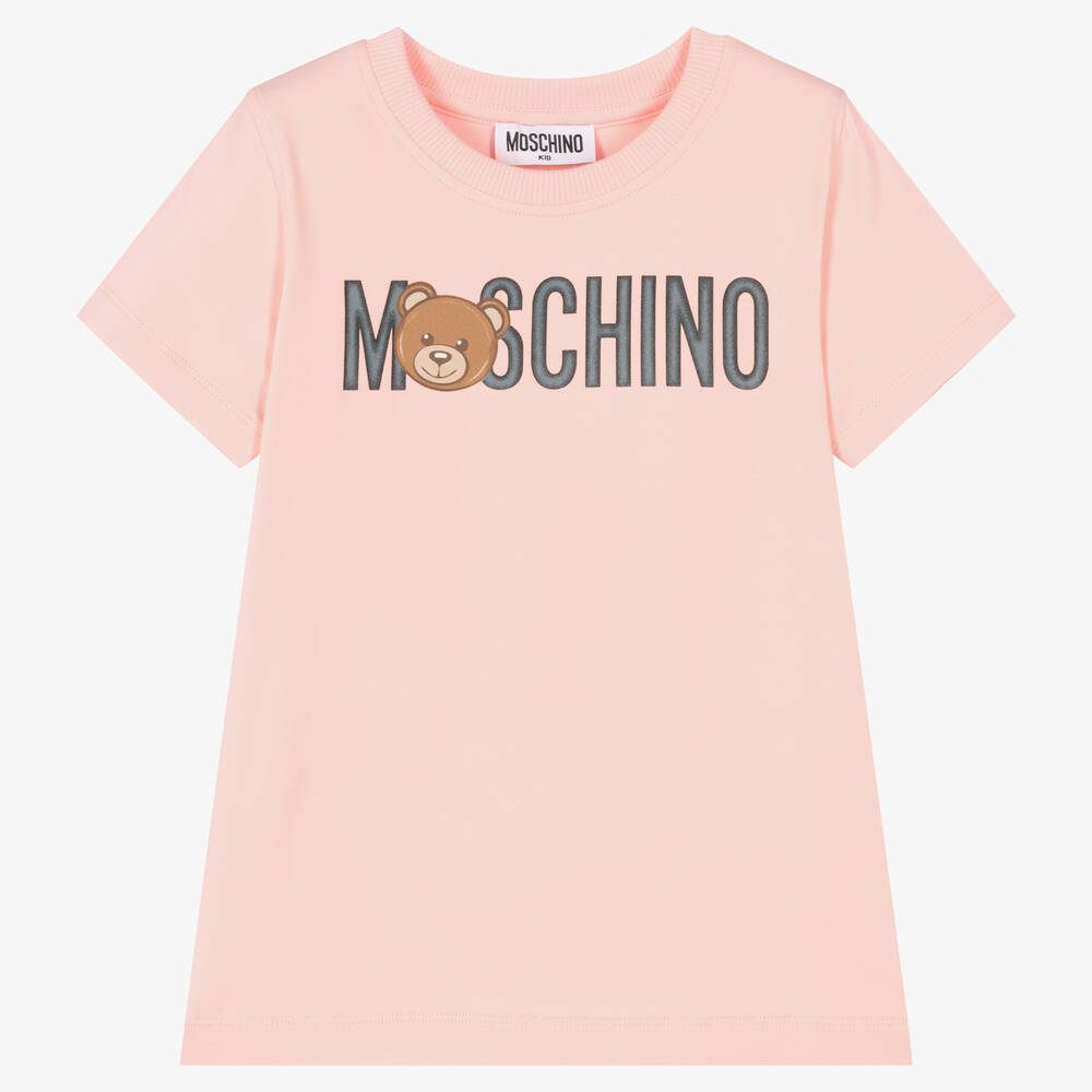 Moschino Kid-Teen - Pink Cotton Logo T-Shirt | Childrensalon