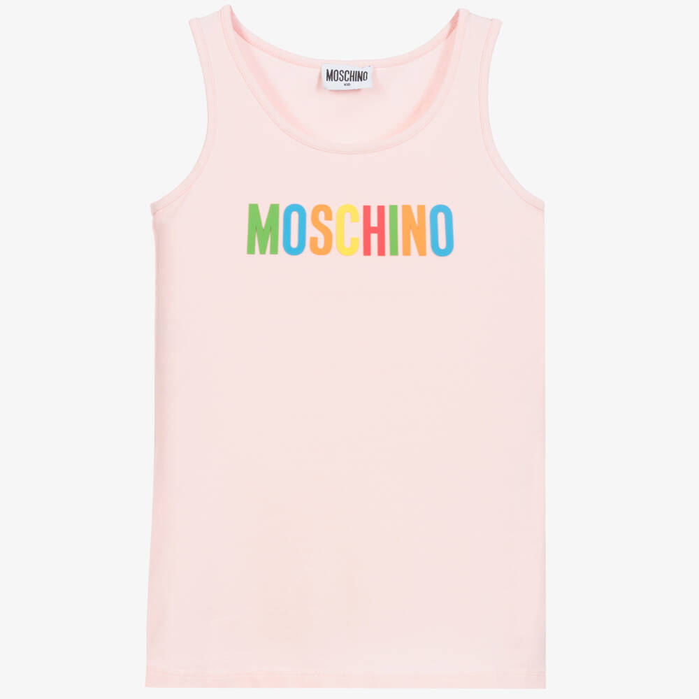 Moschino Kid-Teen-Pink Cotton Logo Top | Childrensalon Outlet