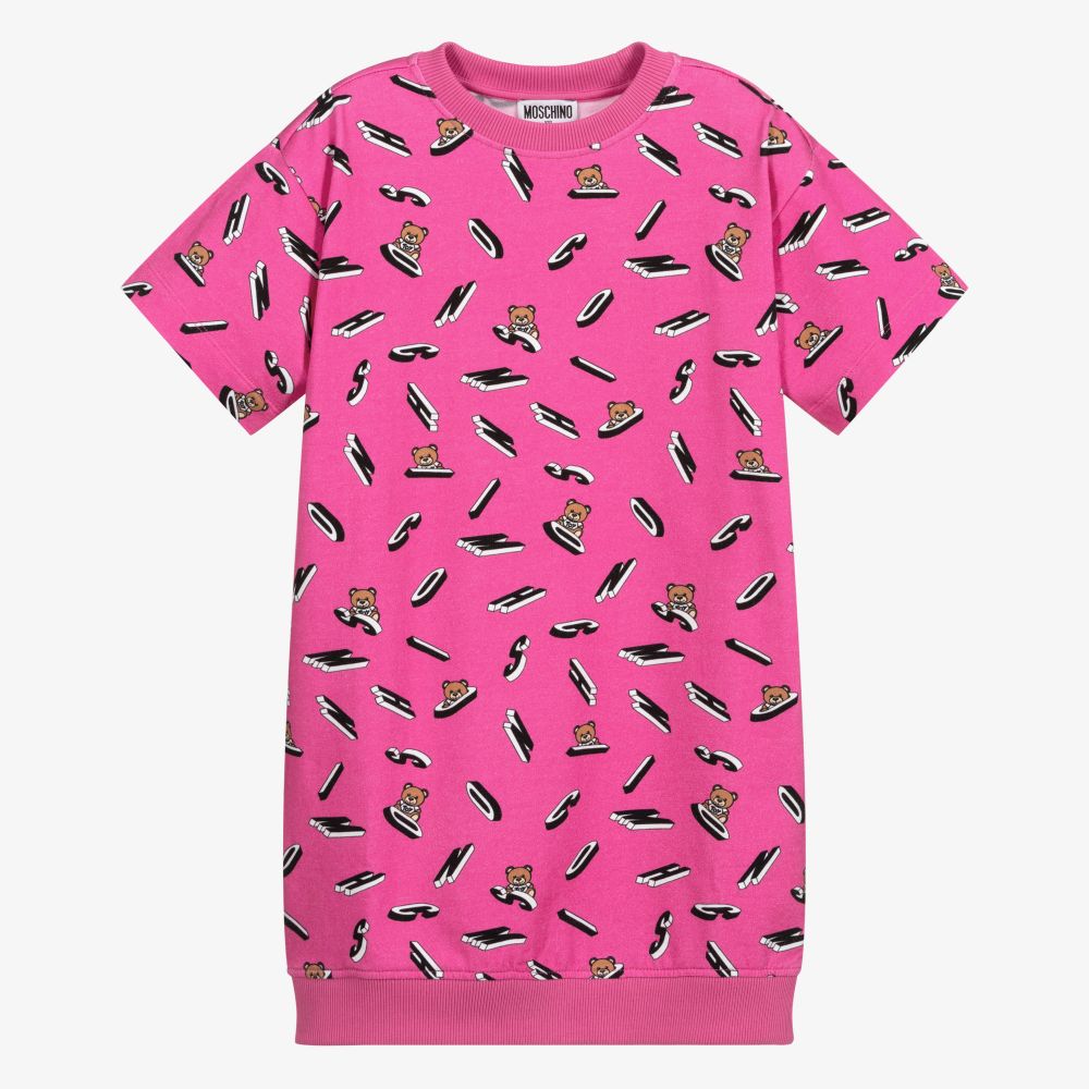 Moschino Kid-Teen - Розовое платье-свитшот из хлопка | Childrensalon