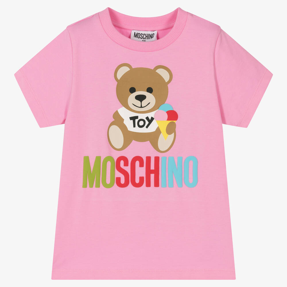 Moschino Kid-Teen - Pink Cotton Teddy Bear T-Shirt | Childrensalon