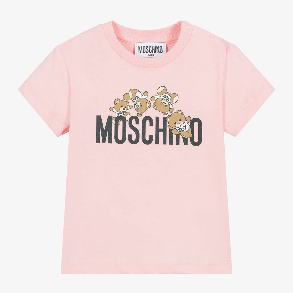 Moschino Baby-Pink Cotton Teddy Bear T-Shirt | Childrensalon Outlet