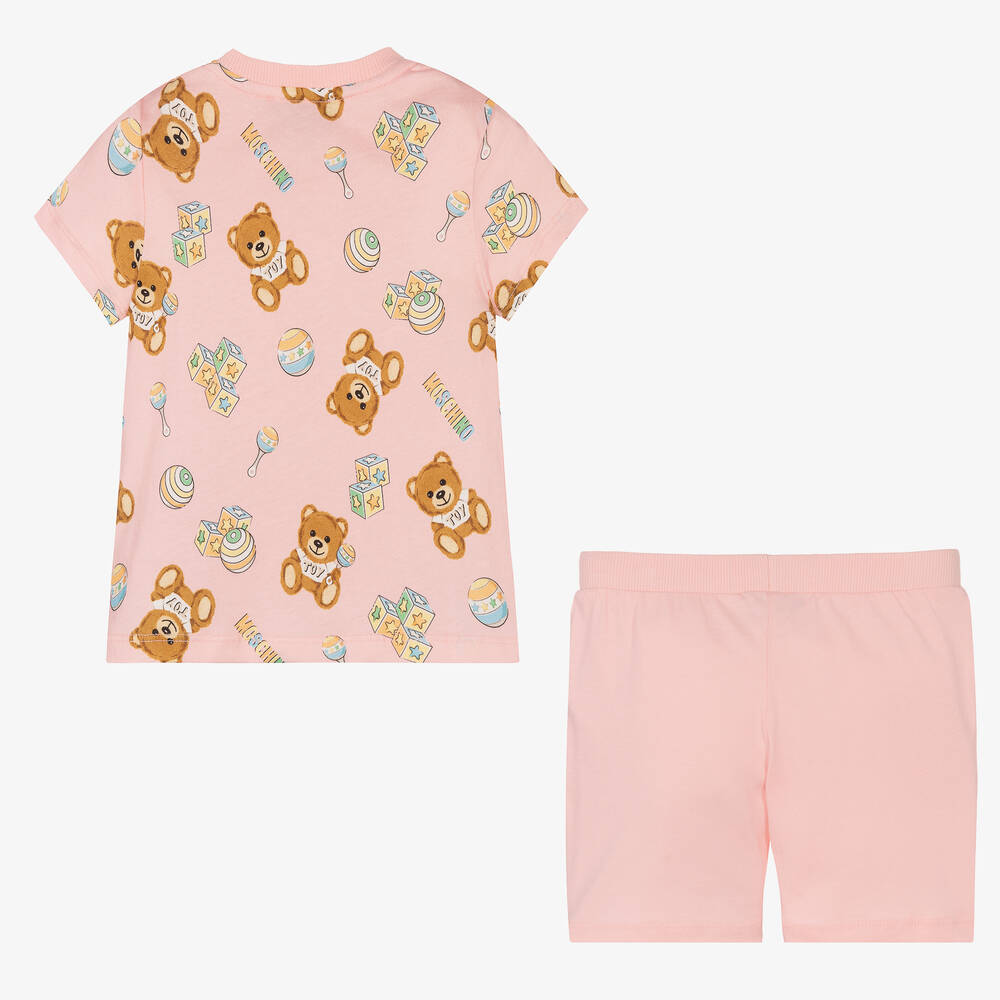 موسكينو Baby-طقم شورت وتوب أطفال بناتي قطن لون زهري | Childrensalon Outlet