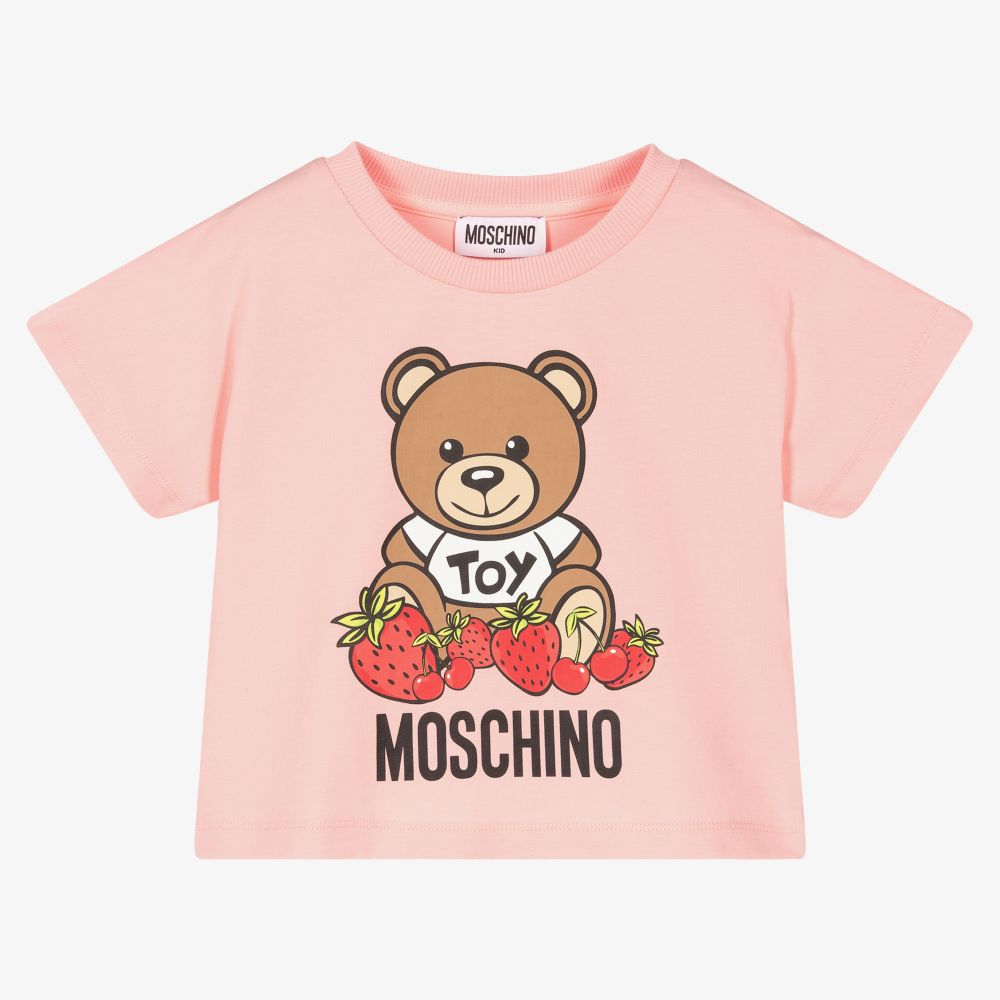 Moschino Kid-Teen - Pink Cotton Teddy T-Shirt | Childrensalon