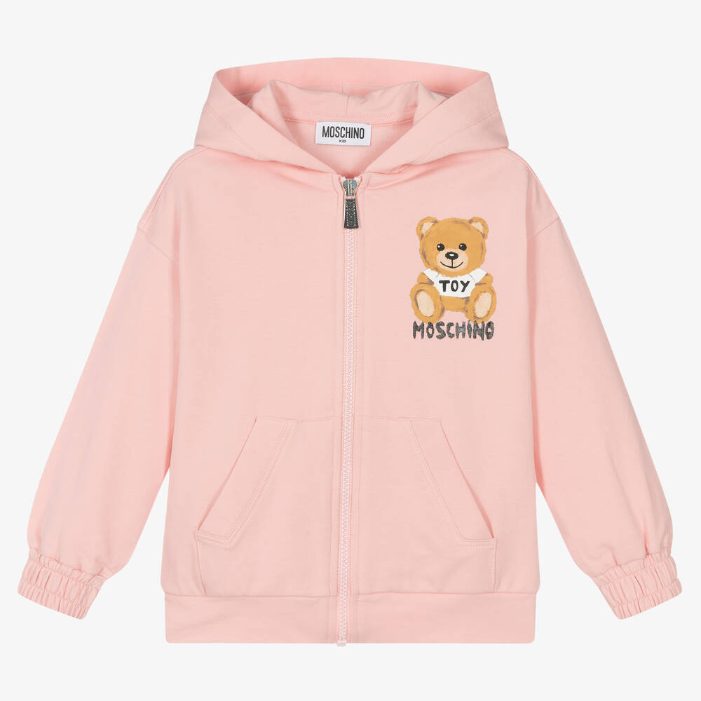 Moschino Kid-Teen - Rosa Baumwolloberteil mit Reißverschluss | Childrensalon