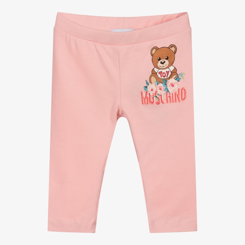 Moschino Baby-Pink Floral Logo Leggings | Childrensalon Outlet