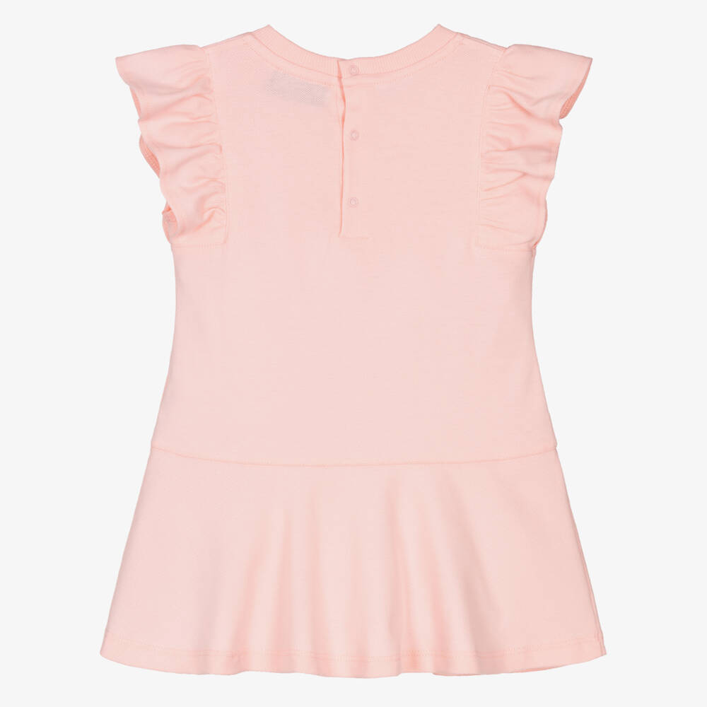 Moschino-Pink Flowers Bear Pique Dress | Childrensalon Outlet
