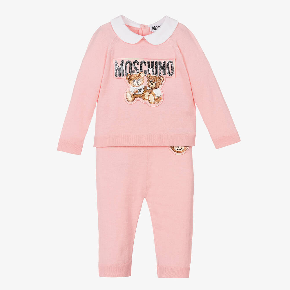 Moschino Baby - Pink Knitted Trouser Set | Childrensalon