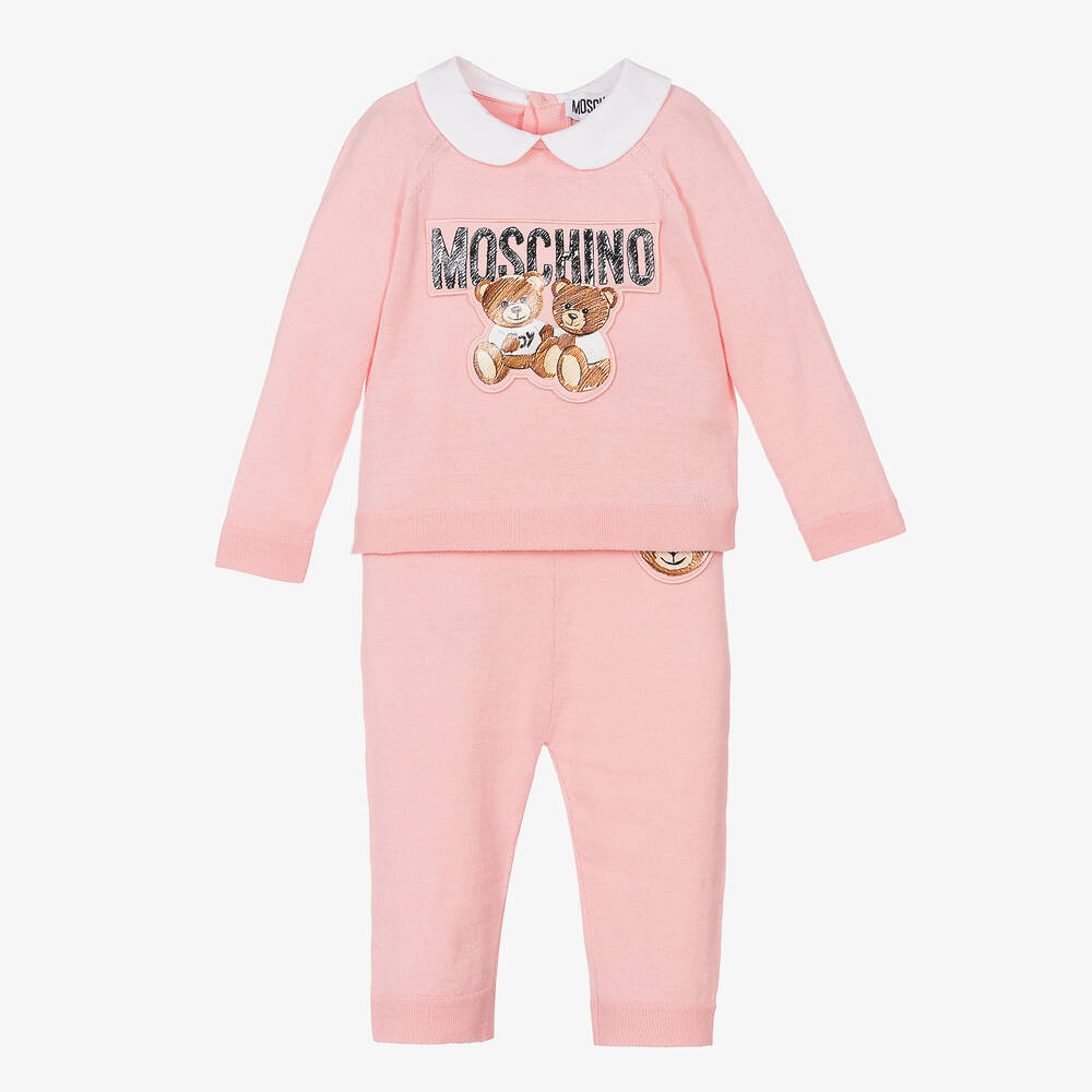 Moschino Baby - Ensemble pantalon rose en maille | Childrensalon