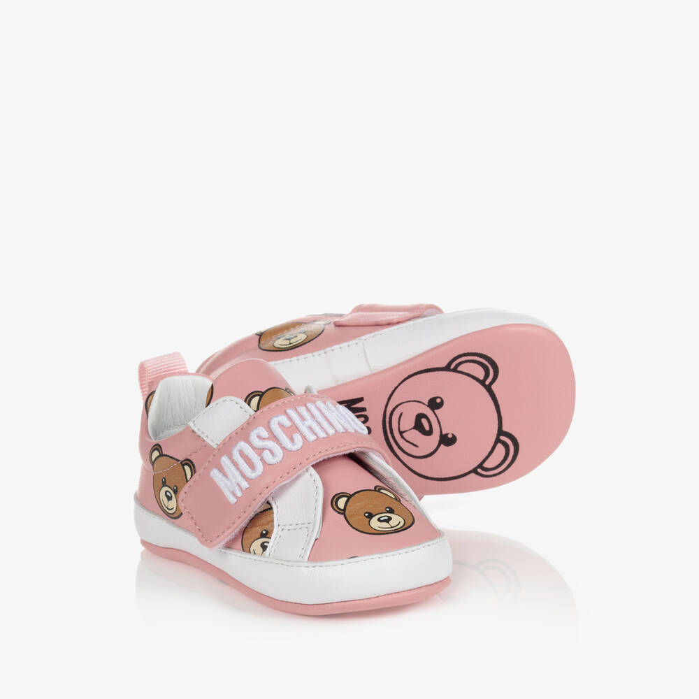 Moschino Teddy Bear Moschino Pink Shoes Pink Leather Pre-Walker Shoes