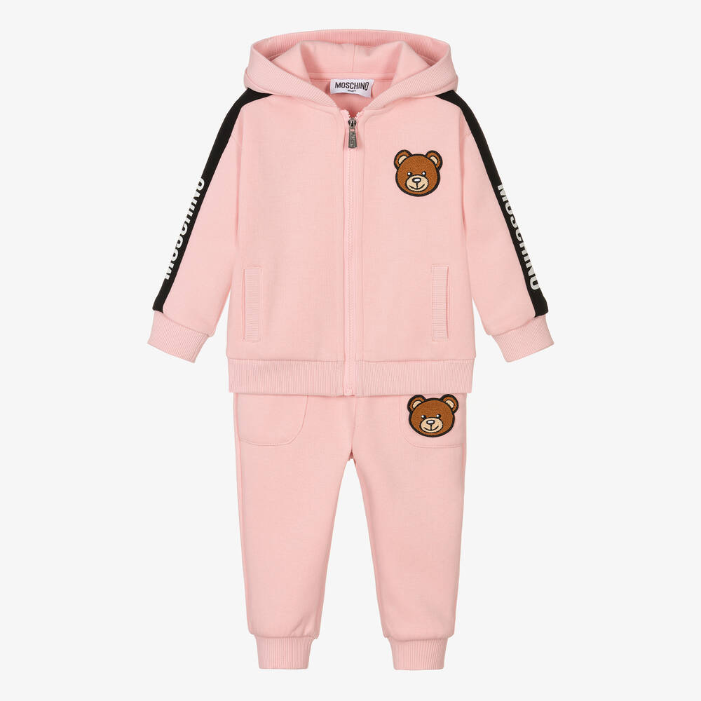 Moschino Baby - Pink Logo Baby Tracksuit | Childrensalon