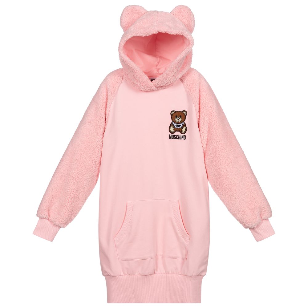 Moschino Kid-Teen - Pink Logo Hooded Jersey Dress | Childrensalon