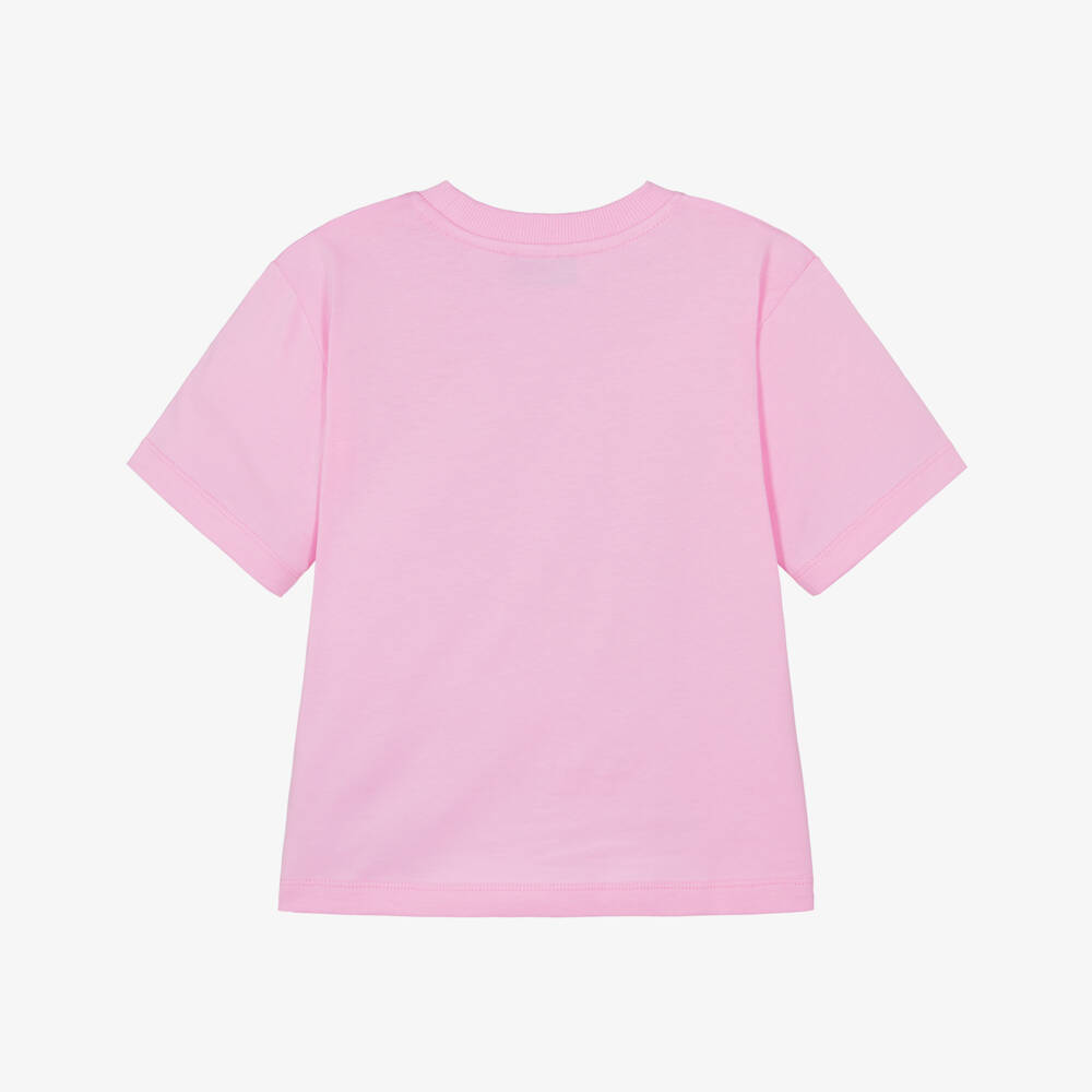 Moschino-Pink Logo T-shirt | Childrensalon Outlet