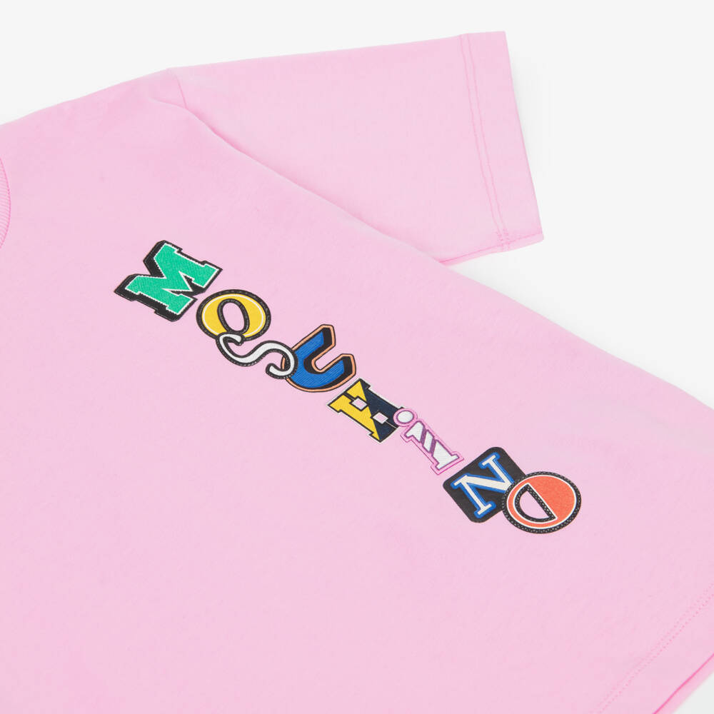 Moschino-Pink Logo T-shirt | Childrensalon Outlet