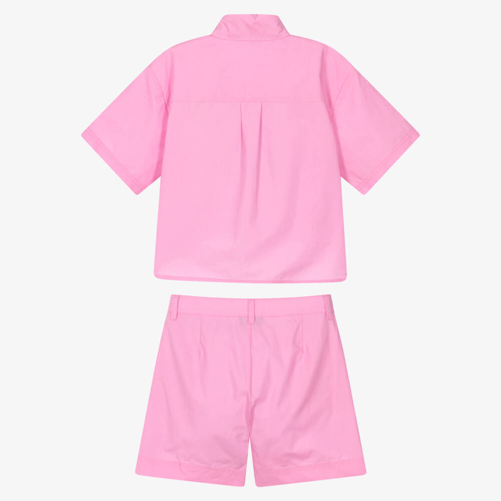 Moschino-Pink Poplin Shorts Set | Childrensalon Outlet