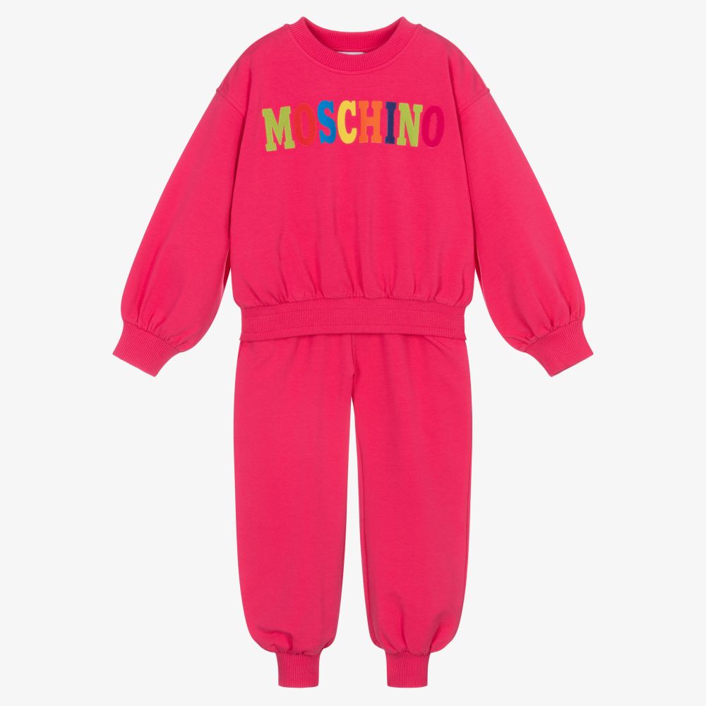 Moschino Kid-Teen - تراكسوت قطن جيرسي لون زهري فوشيا للبنات | Childrensalon