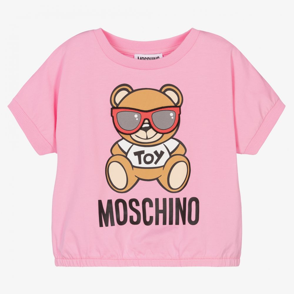 Moschino Kid-Teen - تيشيرت قطن جيرسي لون زهري للبنات | Childrensalon