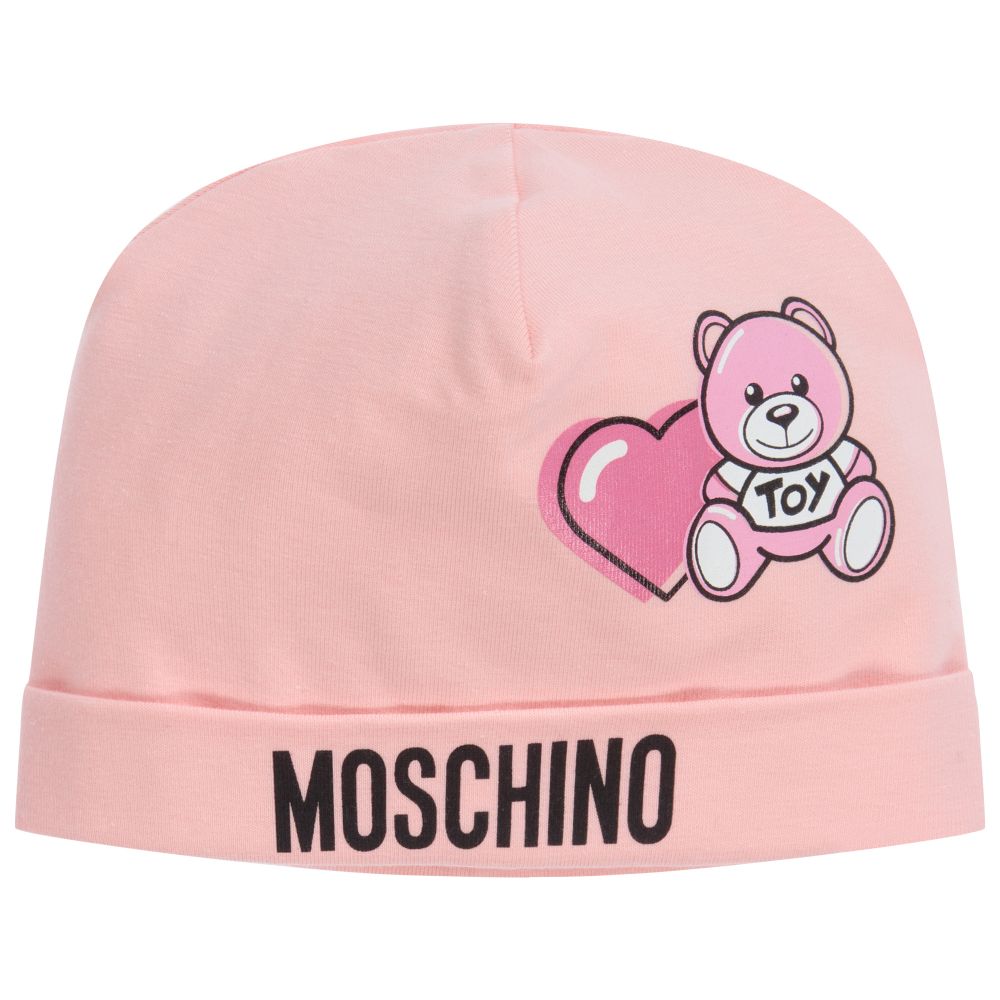 Moschino Baby - قبعة قطن جيرسي لون زهري للمولودات | Childrensalon