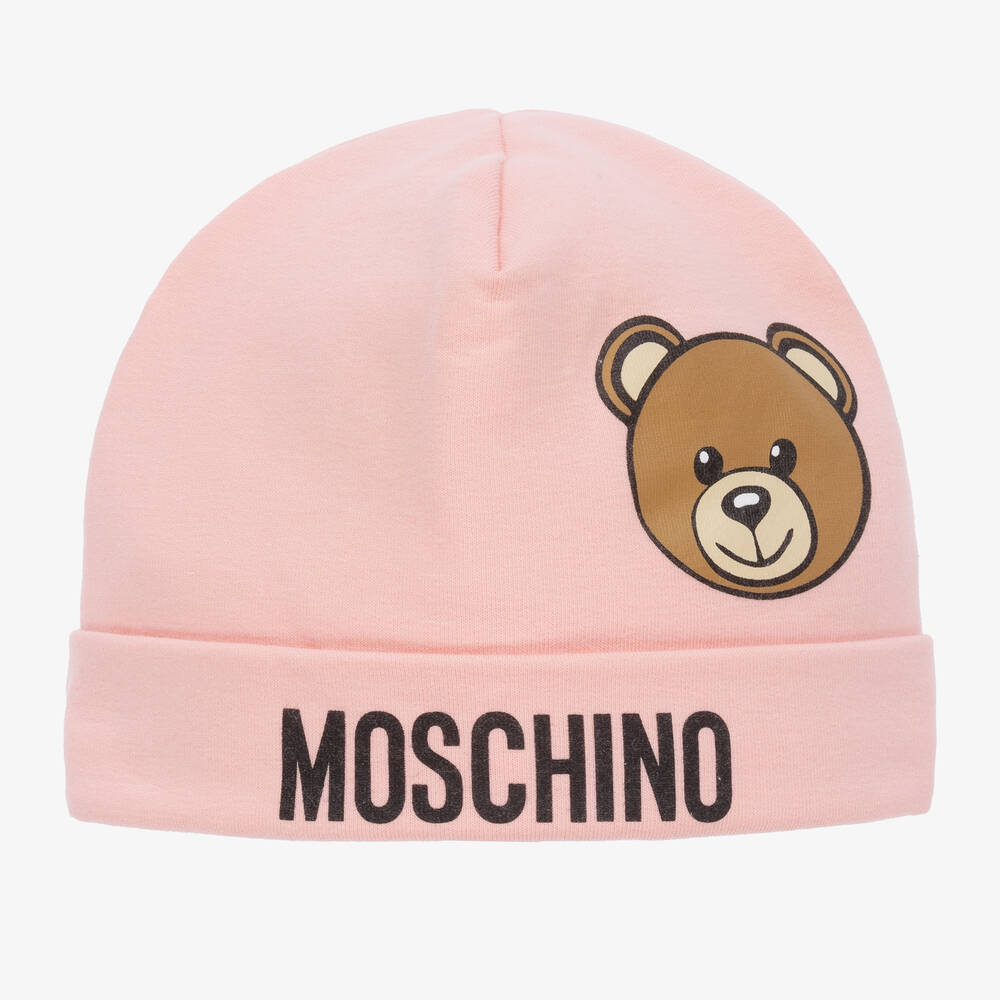 Moschino Baby - Pink Teddy Bear Baby Layette Hat | Childrensalon