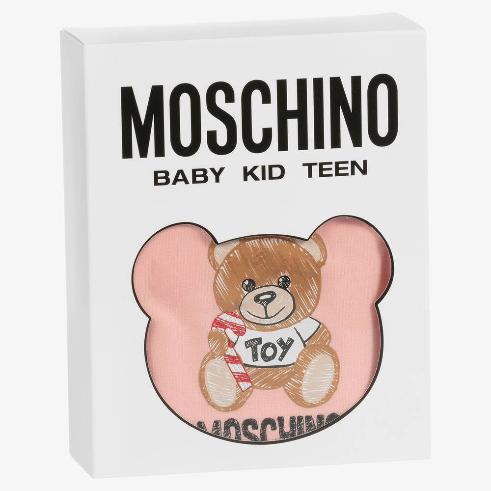Moschino Baby-Pink Teddy Bear Babygrow Set | Childrensalon Outlet